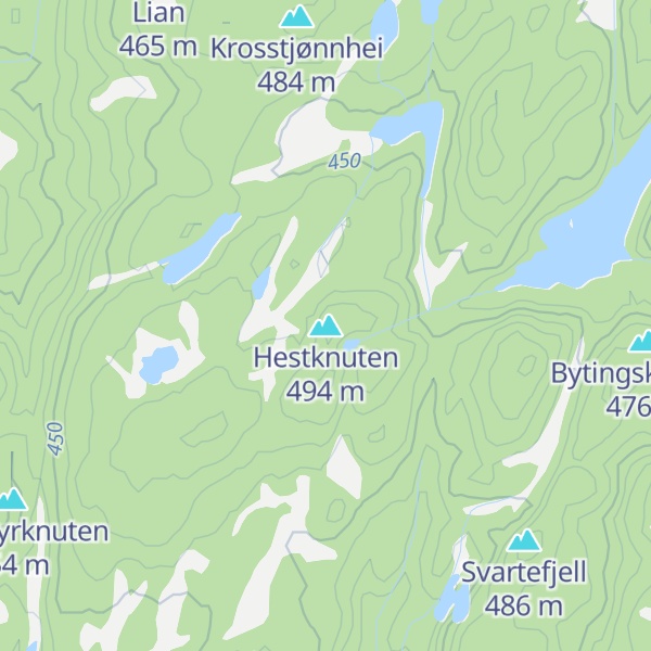 Map of Hestknuten