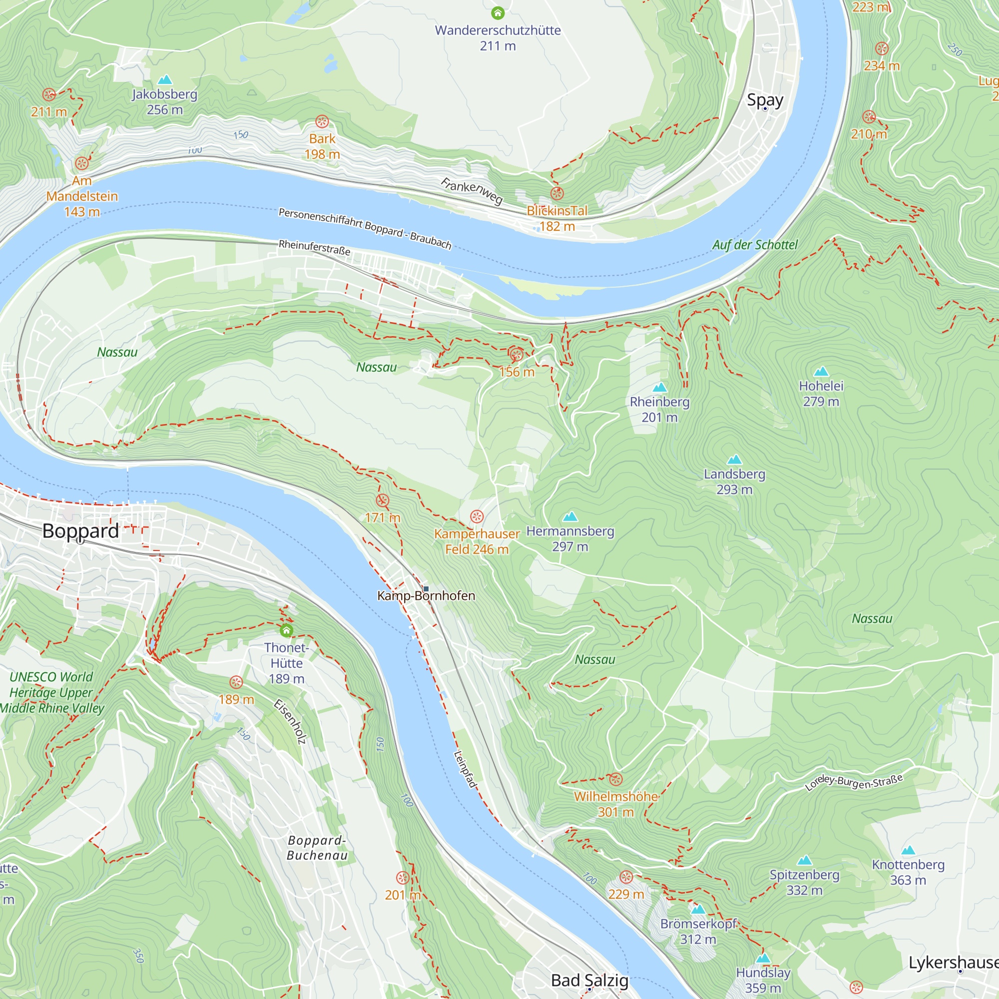 Ferienhaus Wanderhütte am Rheinsteig map