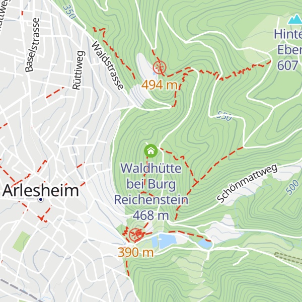 Map of Waldhütte bei Burg Reichenstein