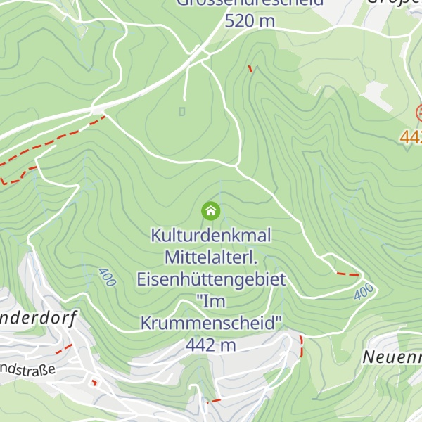 Map of Kulturdenkmal Mittelalterl. Eisenhüttengebiet "Im Krummenscheid"