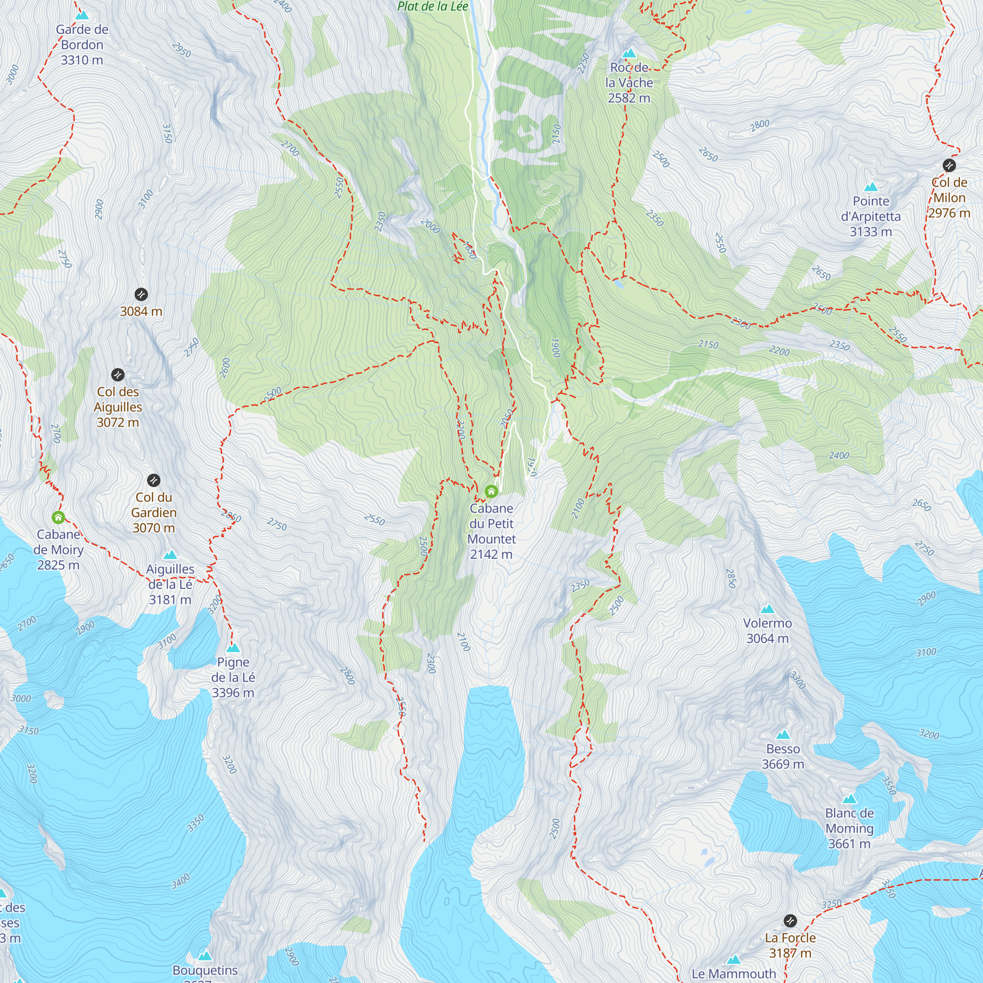 Cabane du Petit Mountet map