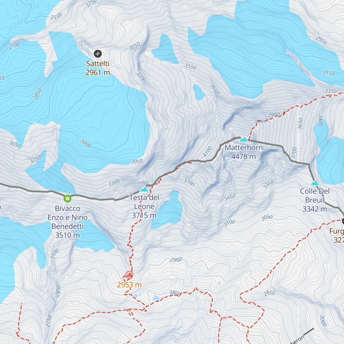 Refuge Jean-Antoine Carrel map