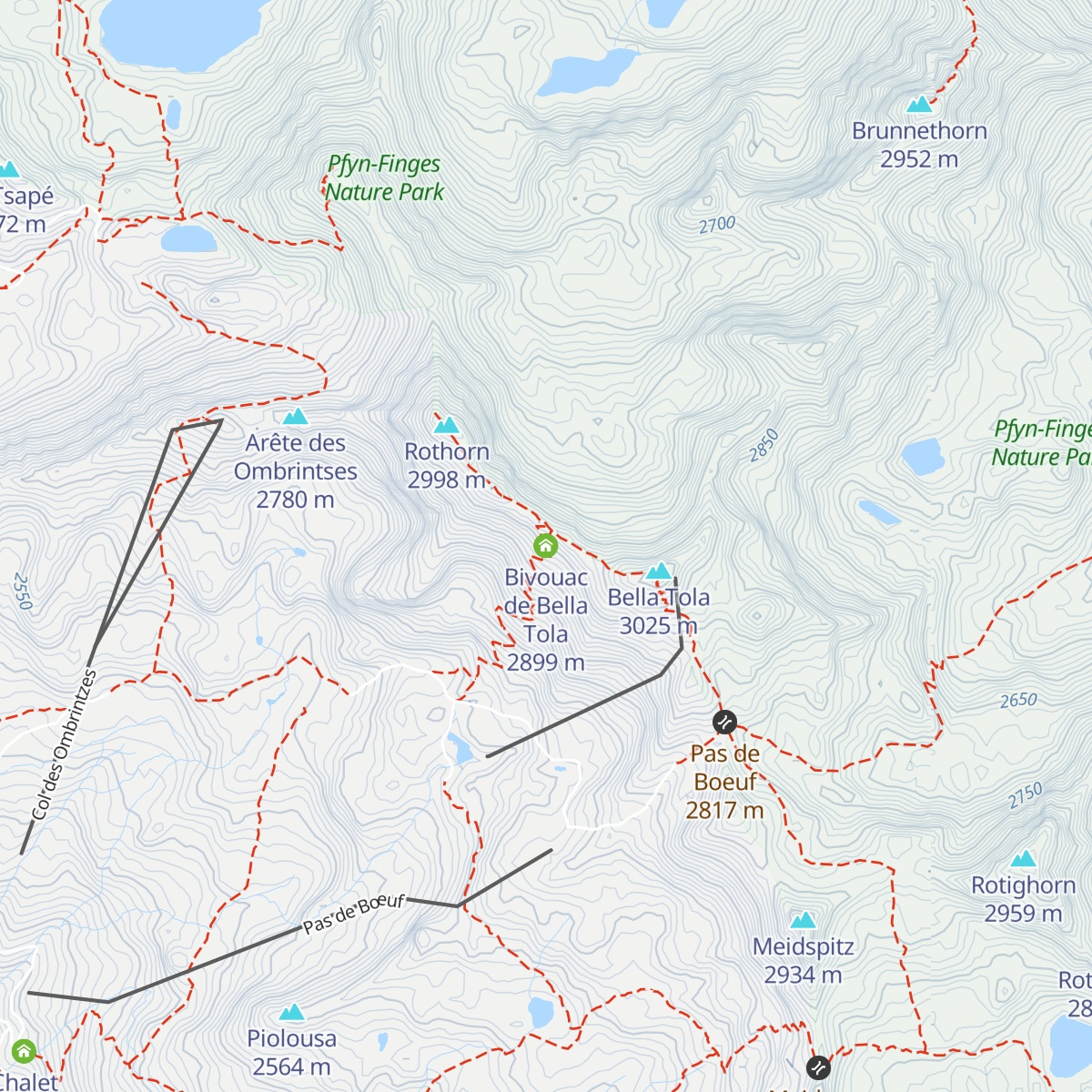 Bivouac de Bella Tola map