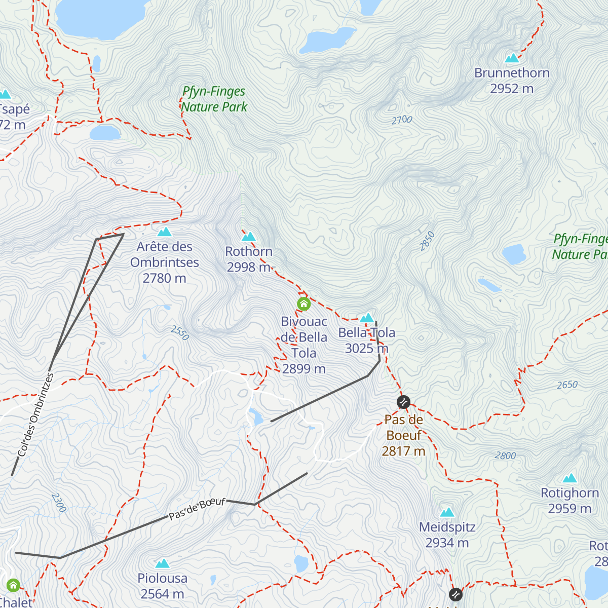 Bivouac de Bella Tola map