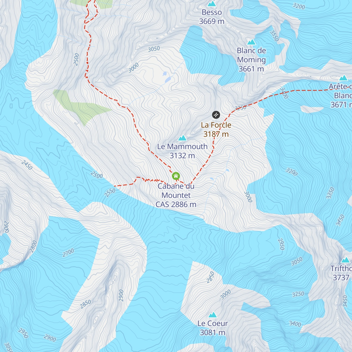 Cabane du Mountet CAS map