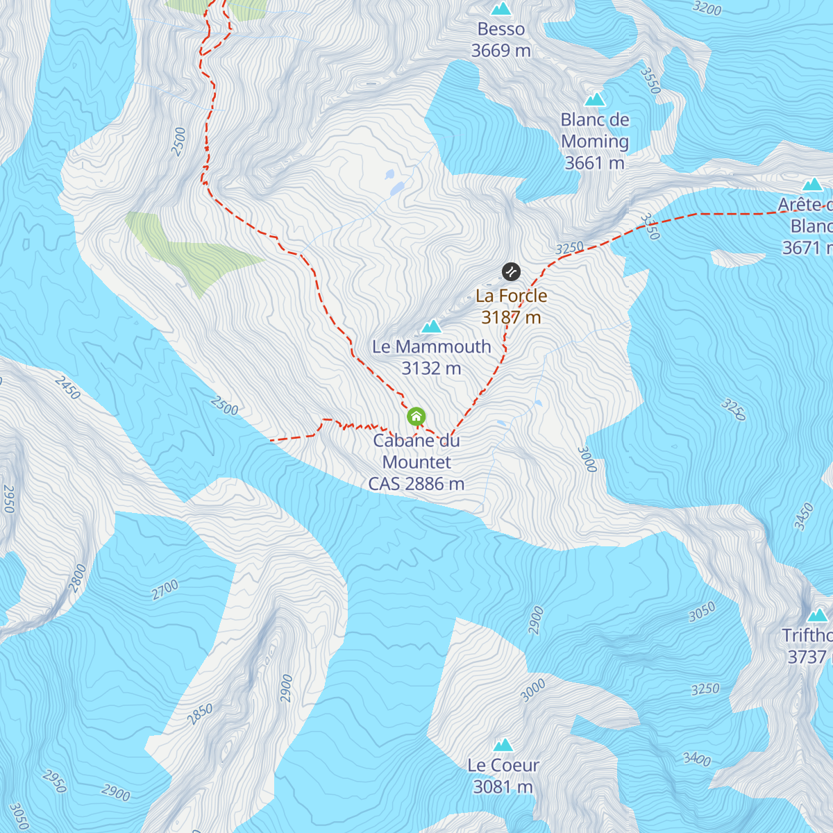 Cabane du Mountet CAS map