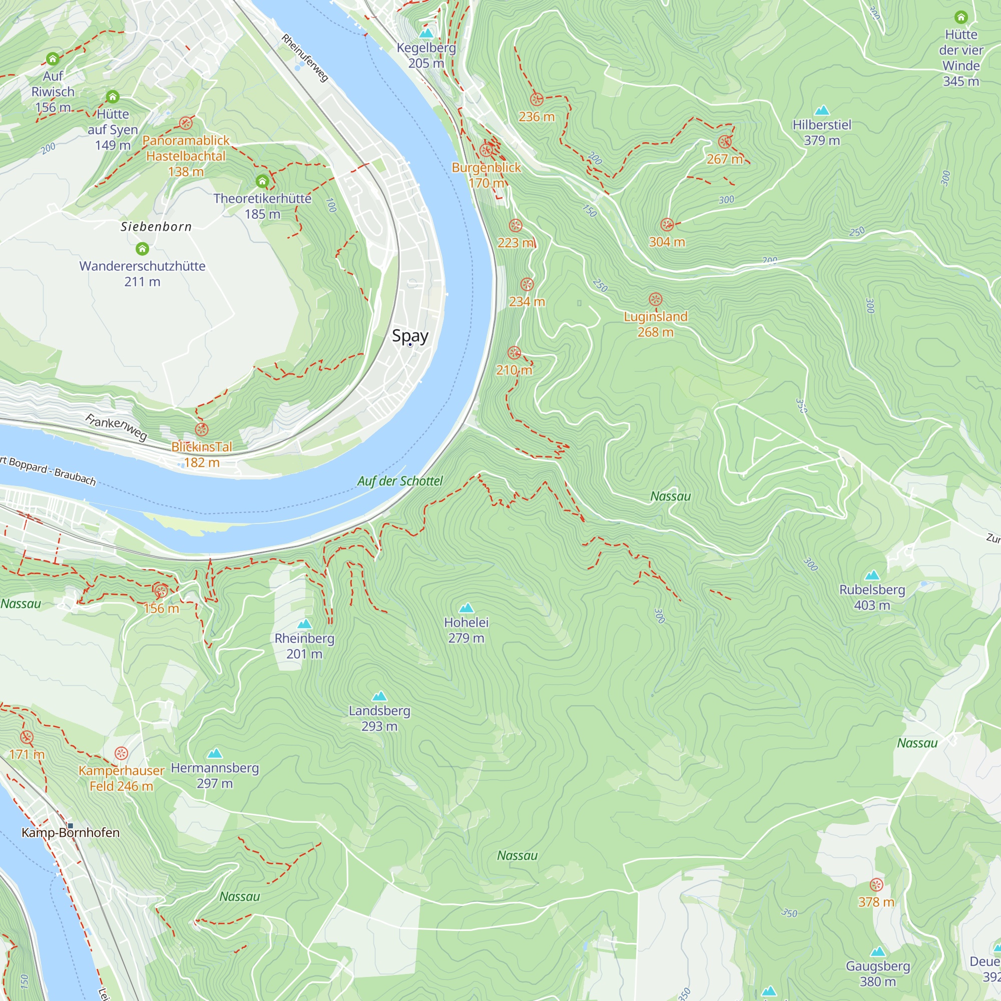 Rheinsteighütte Osterspai map