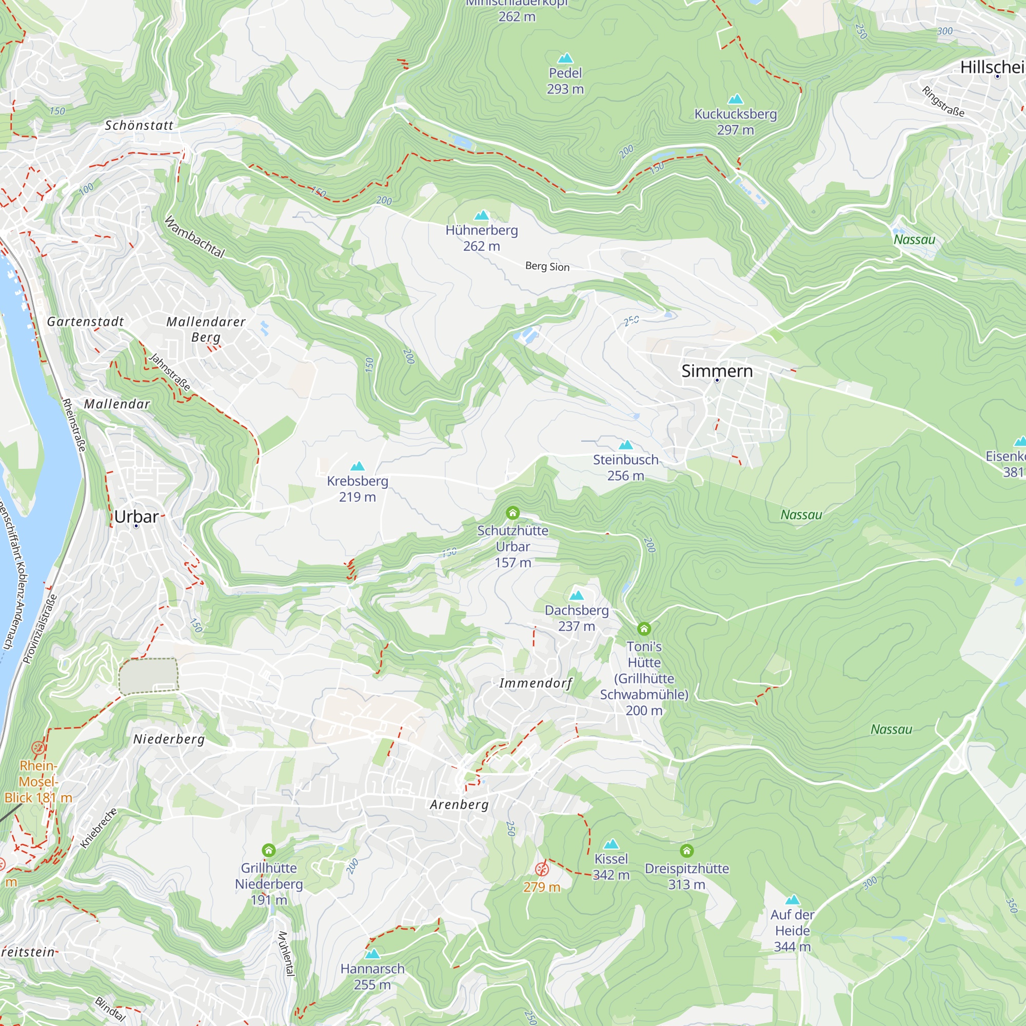 Schutzhütte Urbar map
