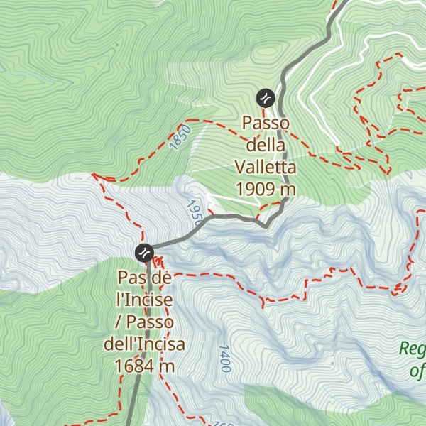 Map of Mont Peïrevieille / Monte Pietravecchia