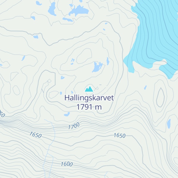 Map of Hallingskarvet