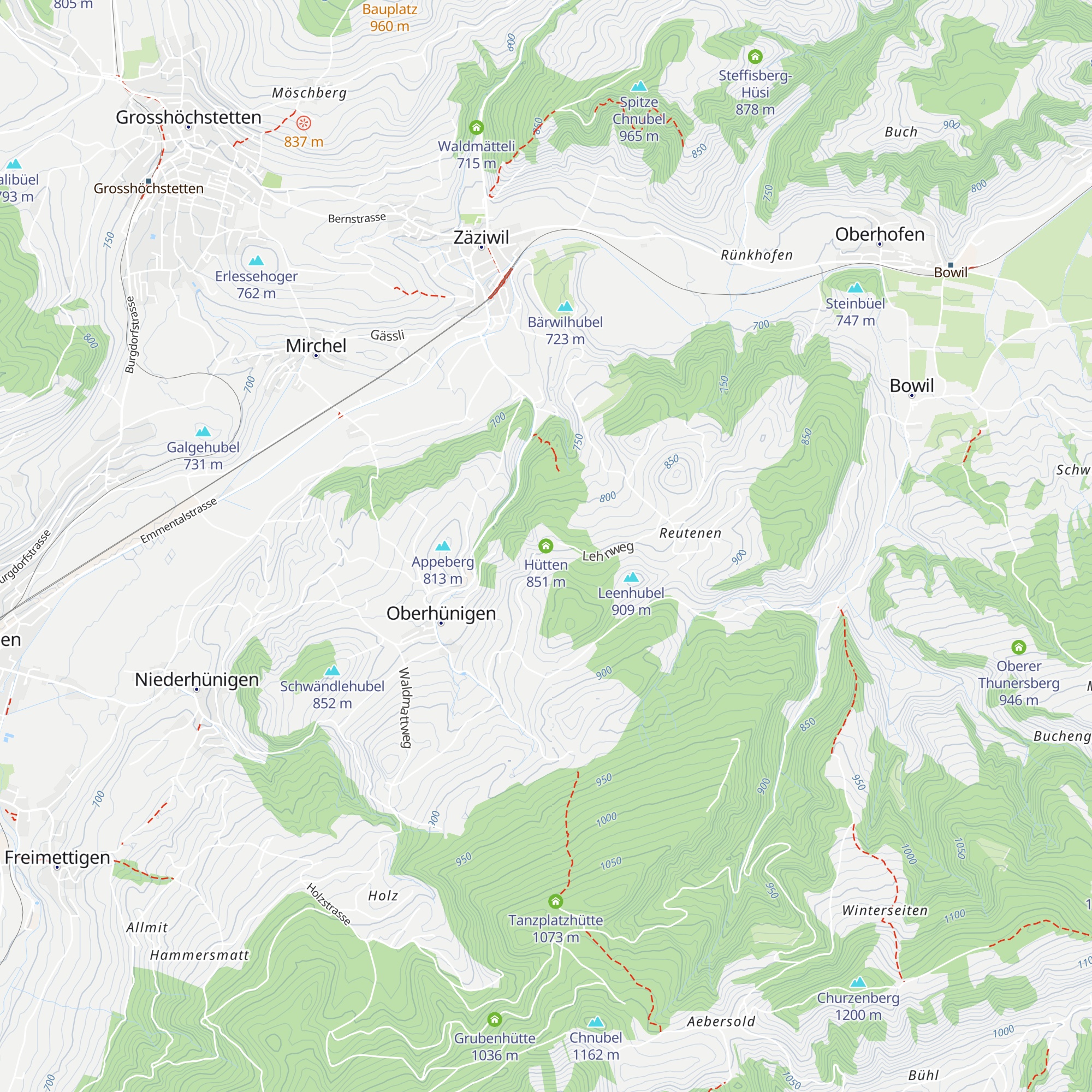 Hütten map