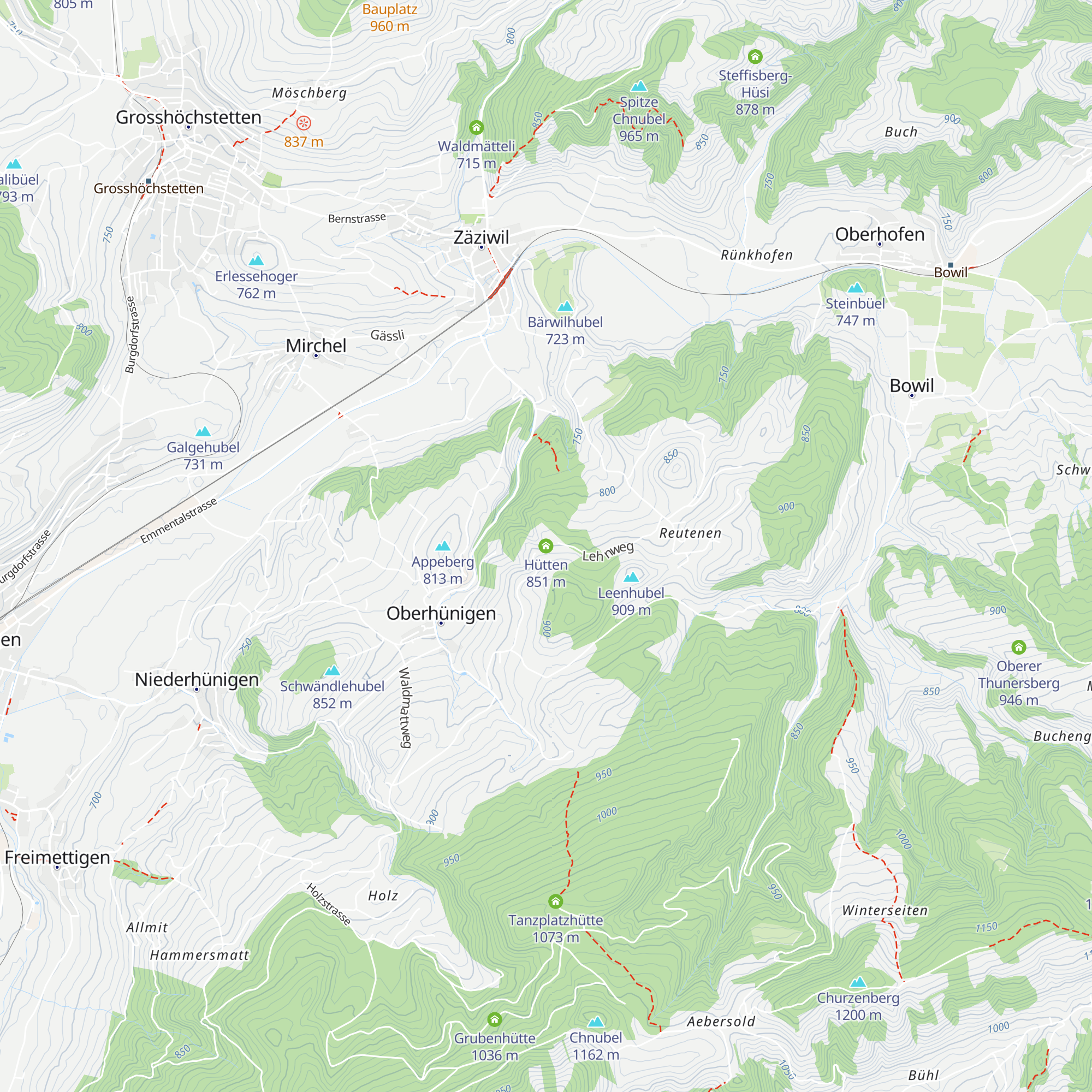 Hütten map