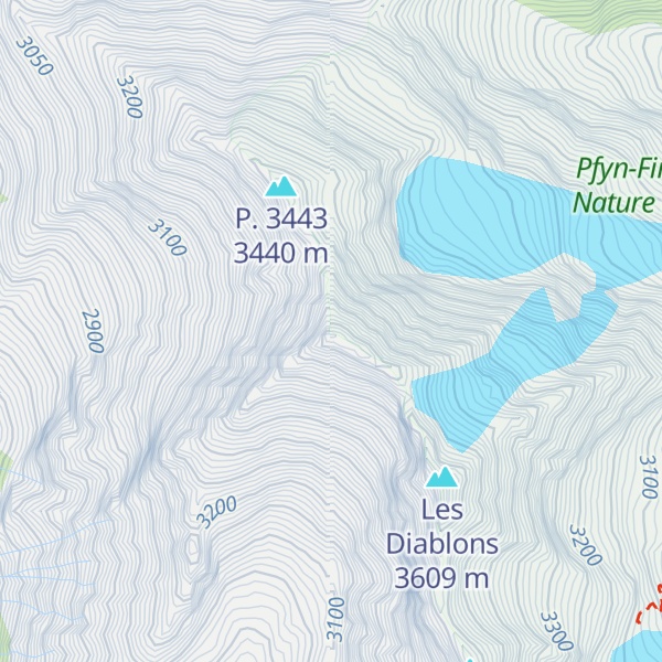 Map of Sommet Nord (Les Diablons)