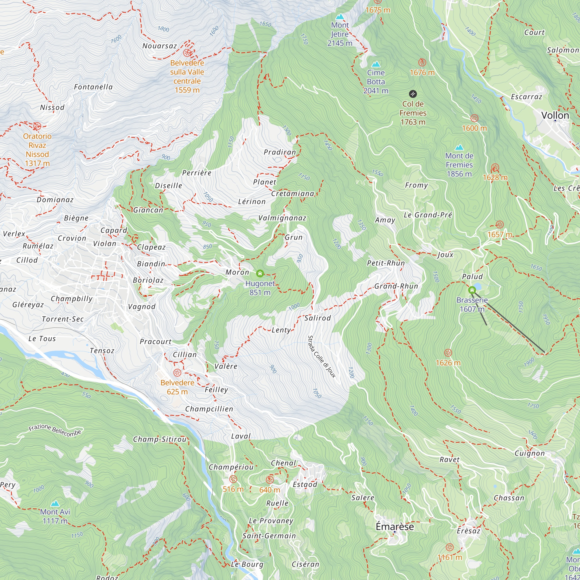 Hugon (ruderi) map