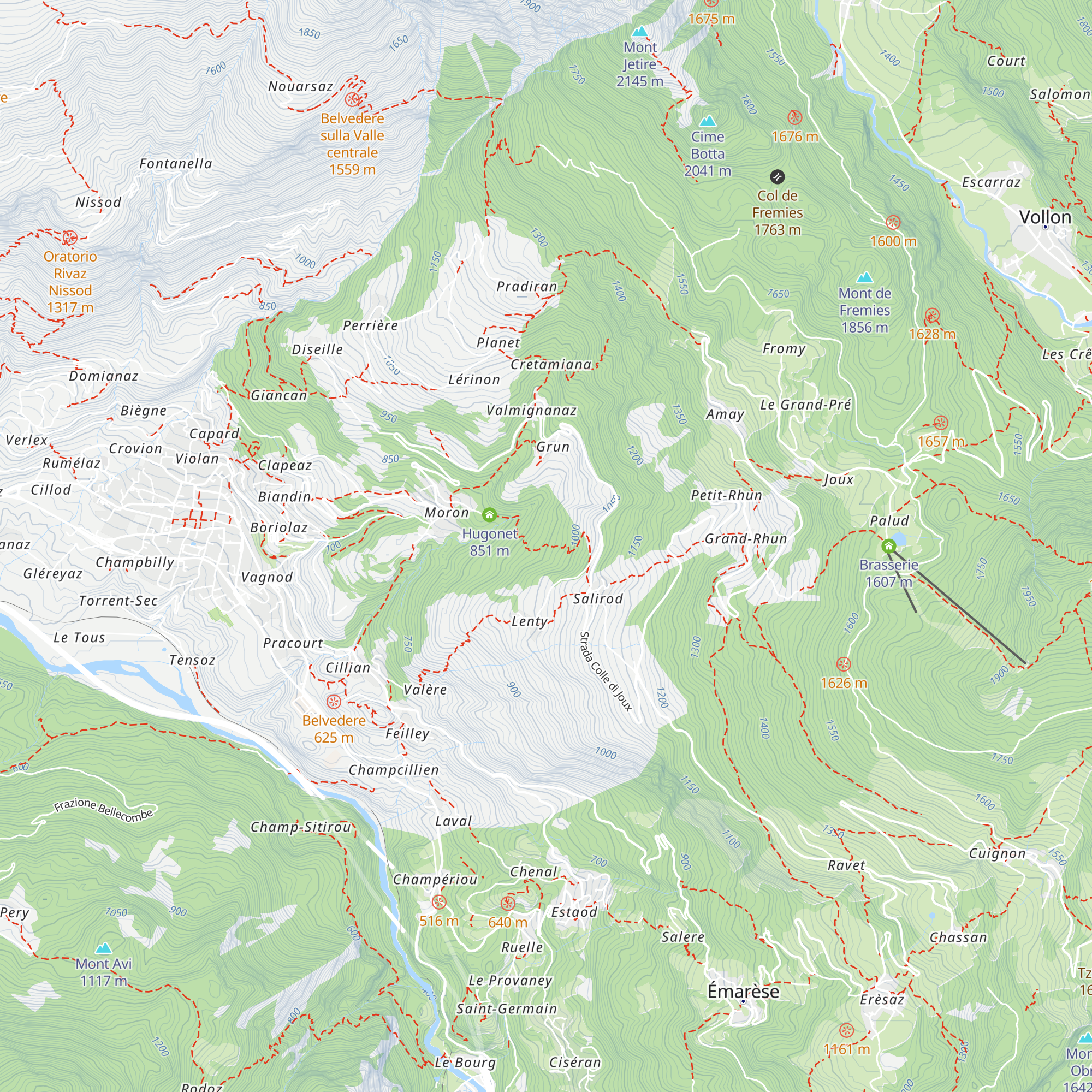 Hugon (ruderi) map