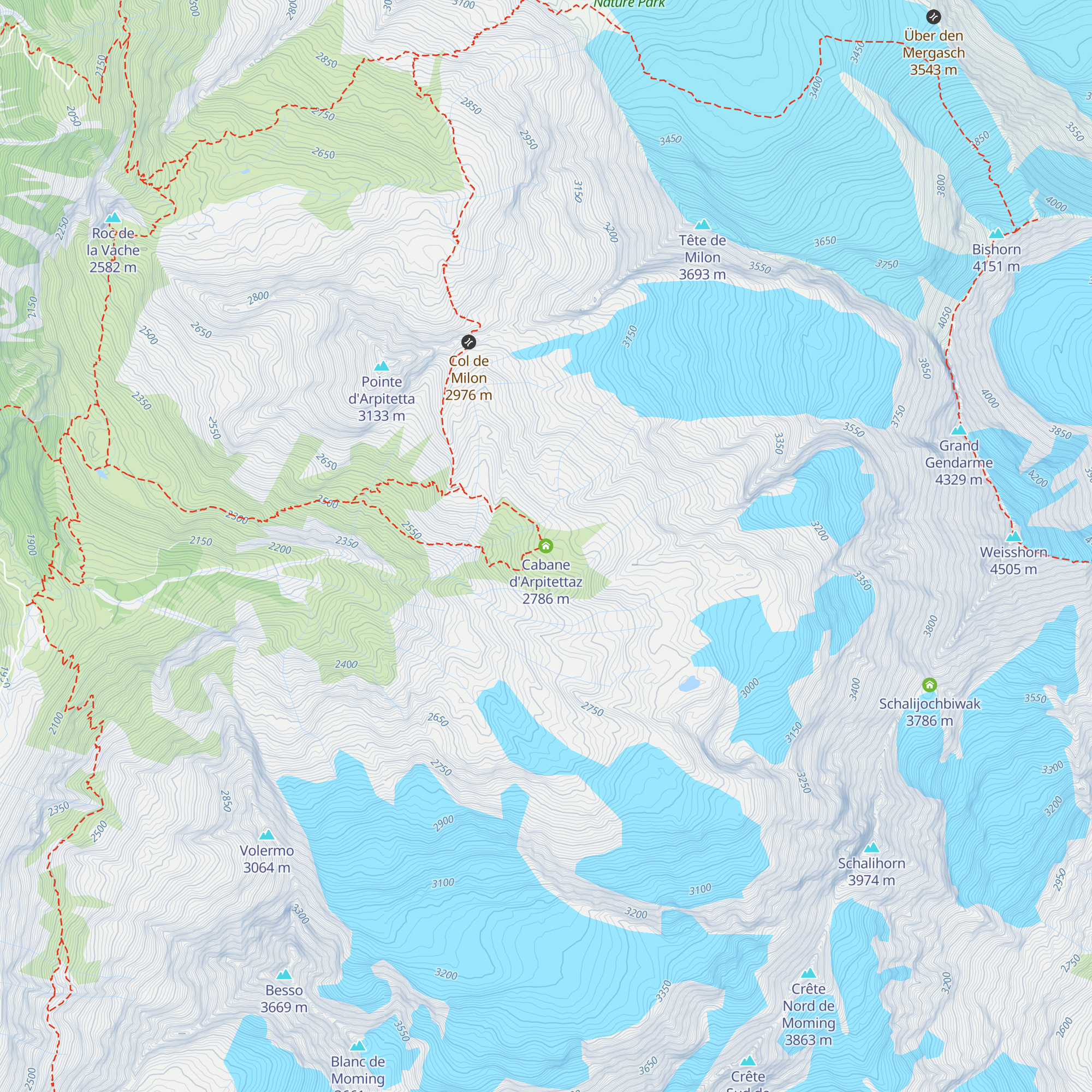 Cabane d'Arpitettaz map
