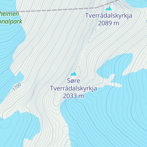 Map of Søre Tverrådalskyrkja