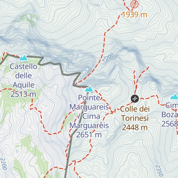 Map of Pointe Marguareis / Cima Marguarèis