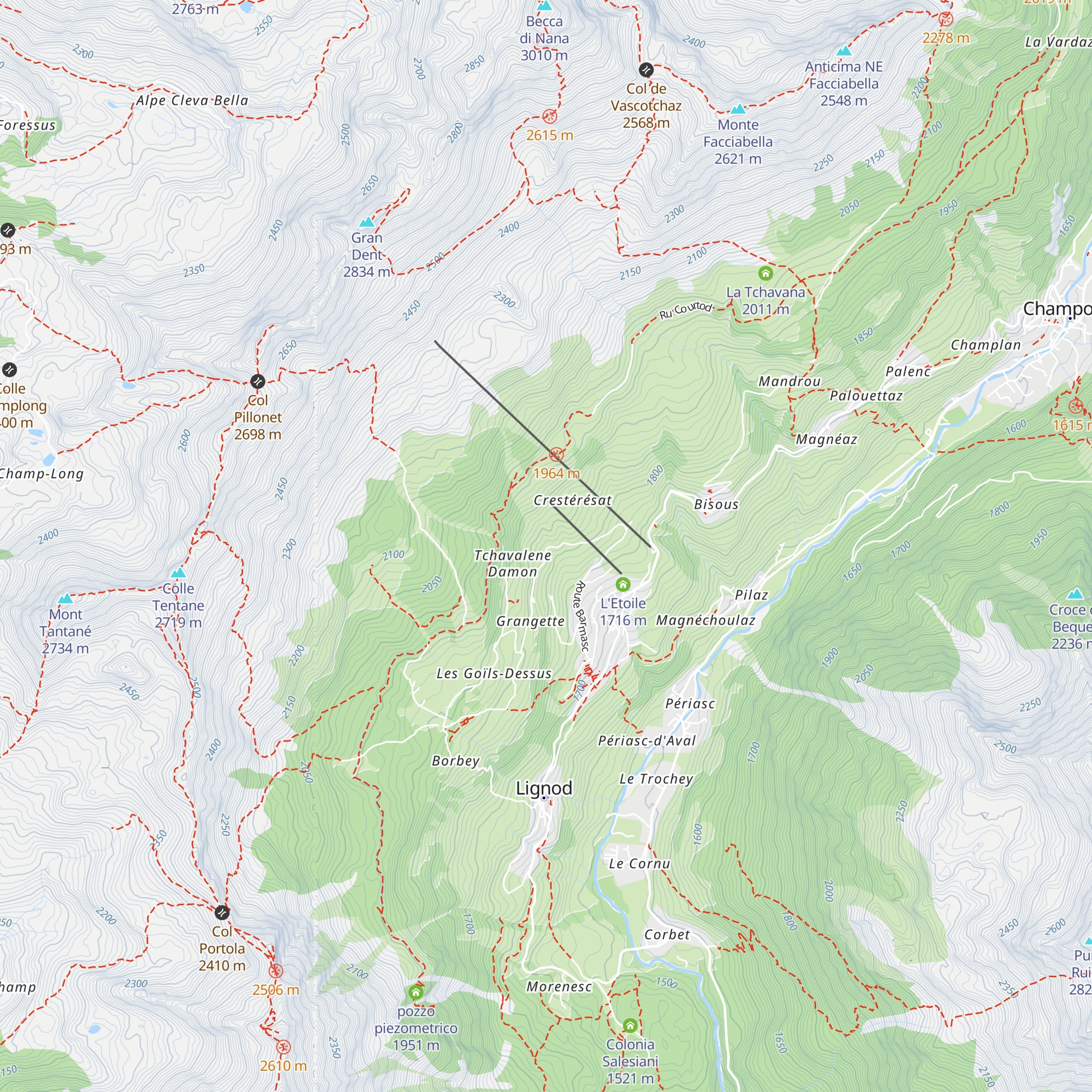 Innevamento Miniera map