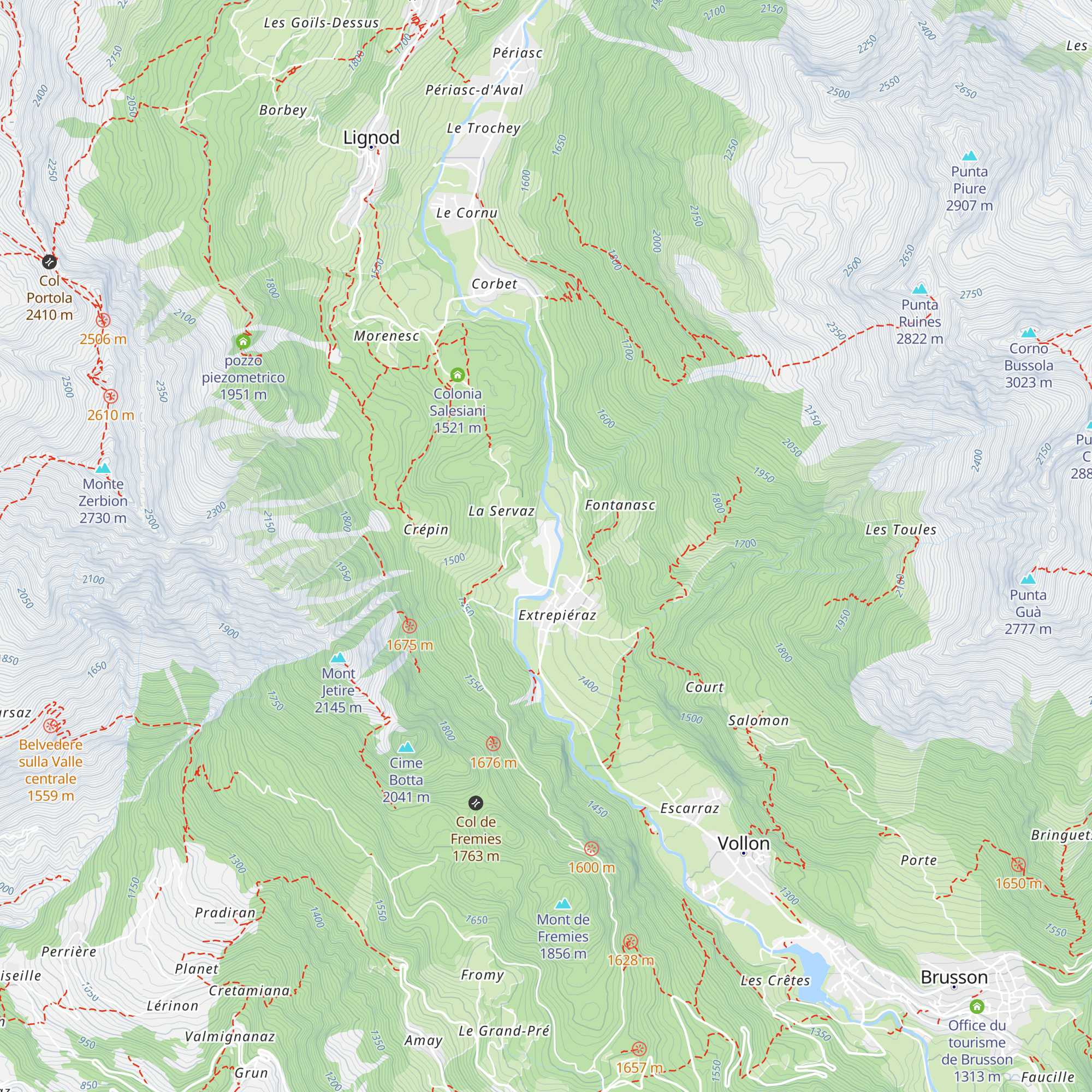 Camping Monte Rosa map