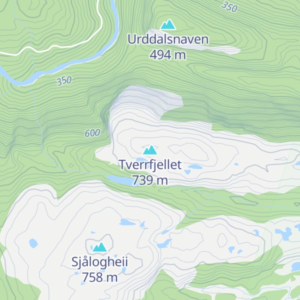 Map of Tverrfjellet