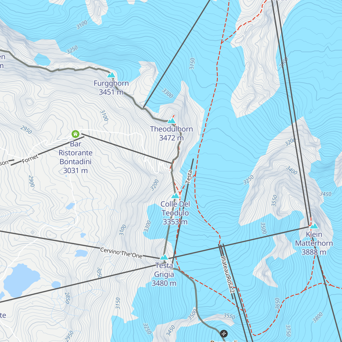 Refuge du Théodule map