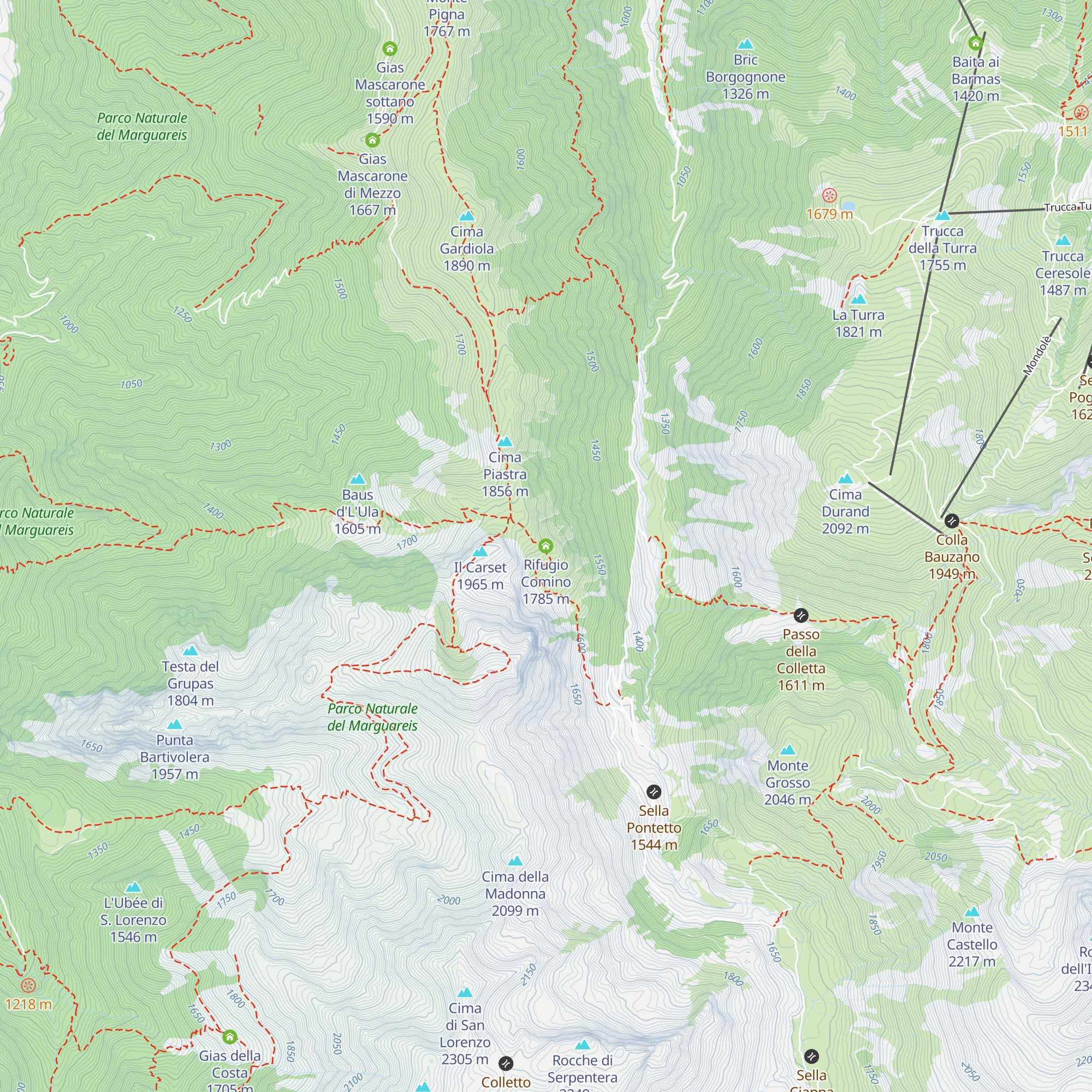 Rifugio Comino map