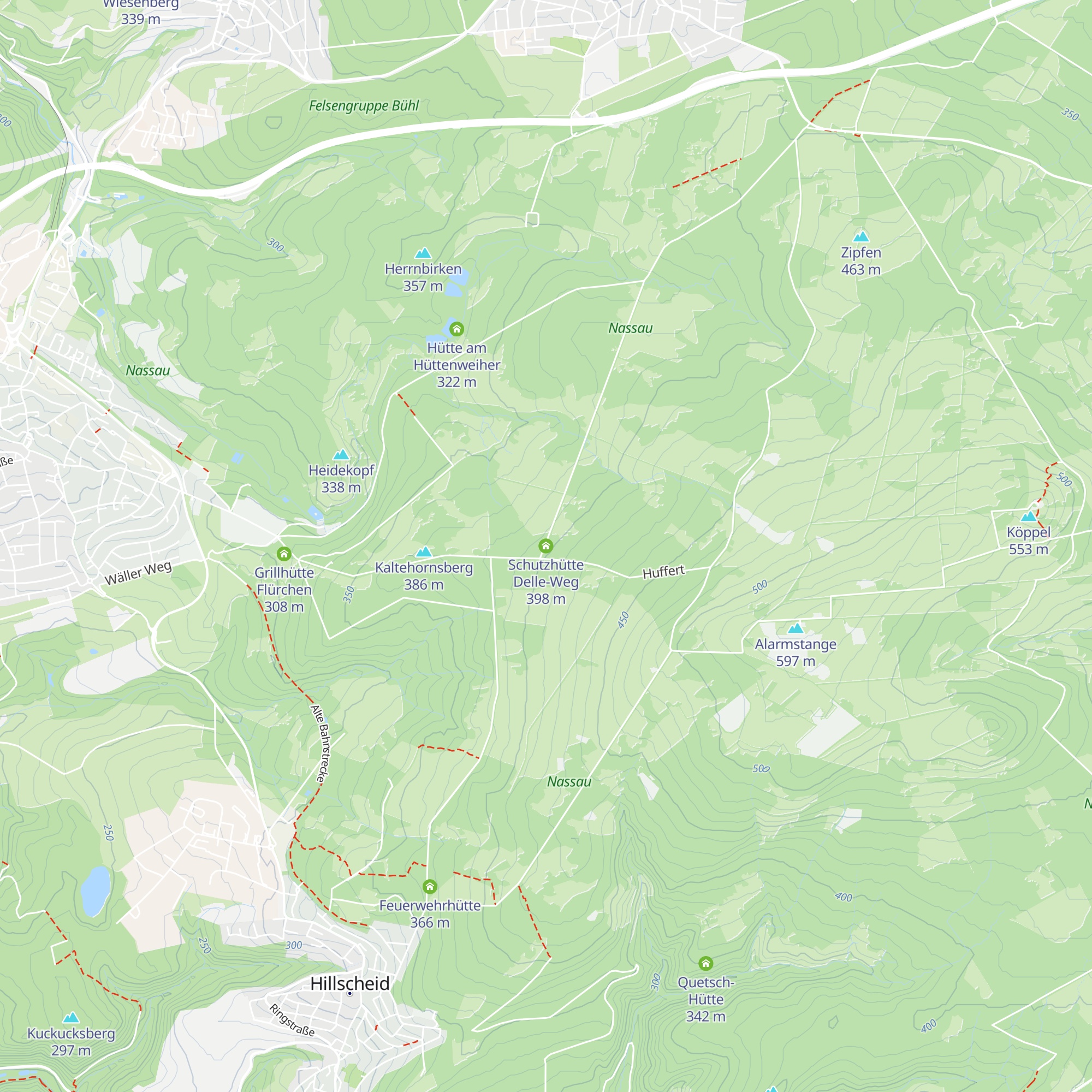 Schutzhütte Delle-Weg map