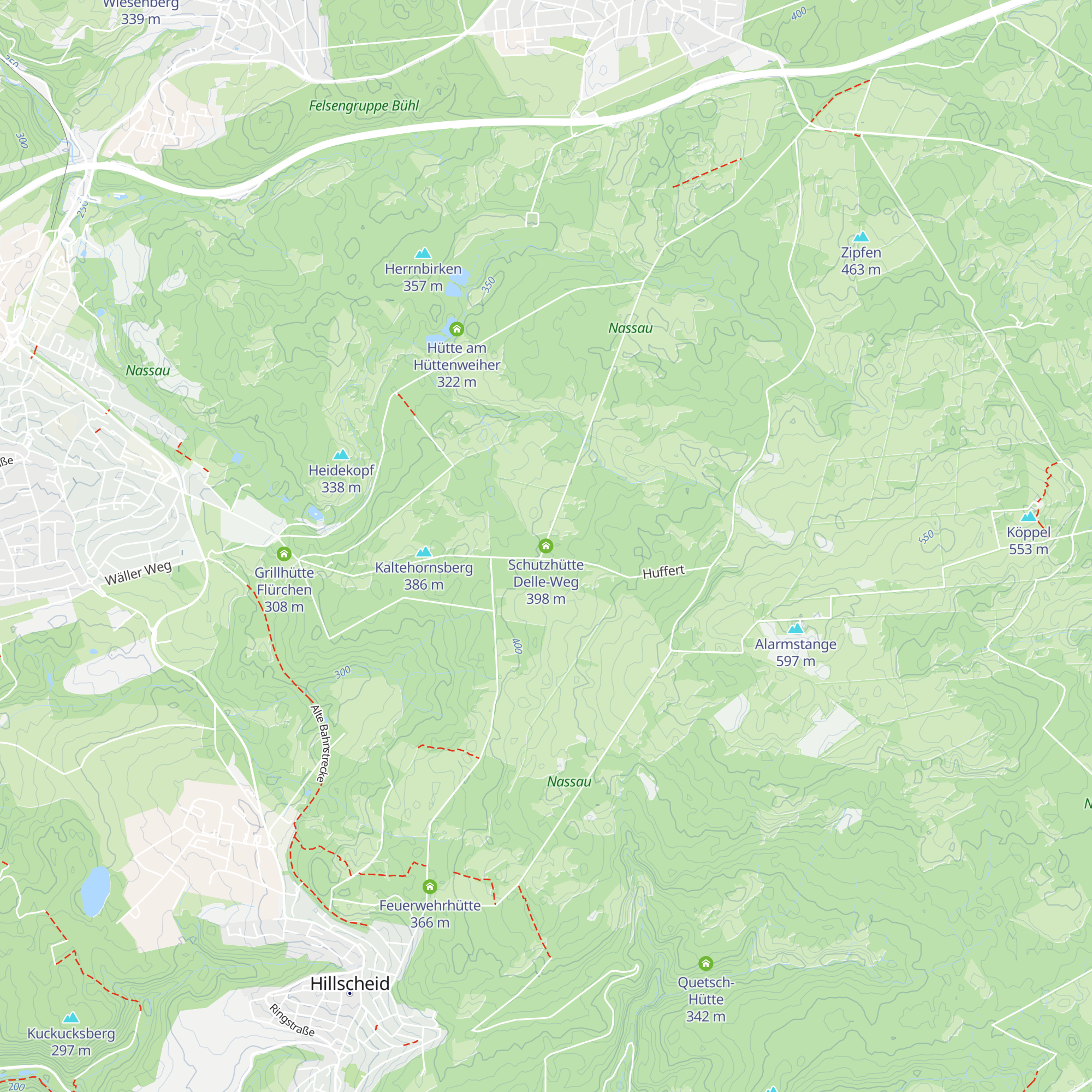 Schutzhütte Delle-Weg map