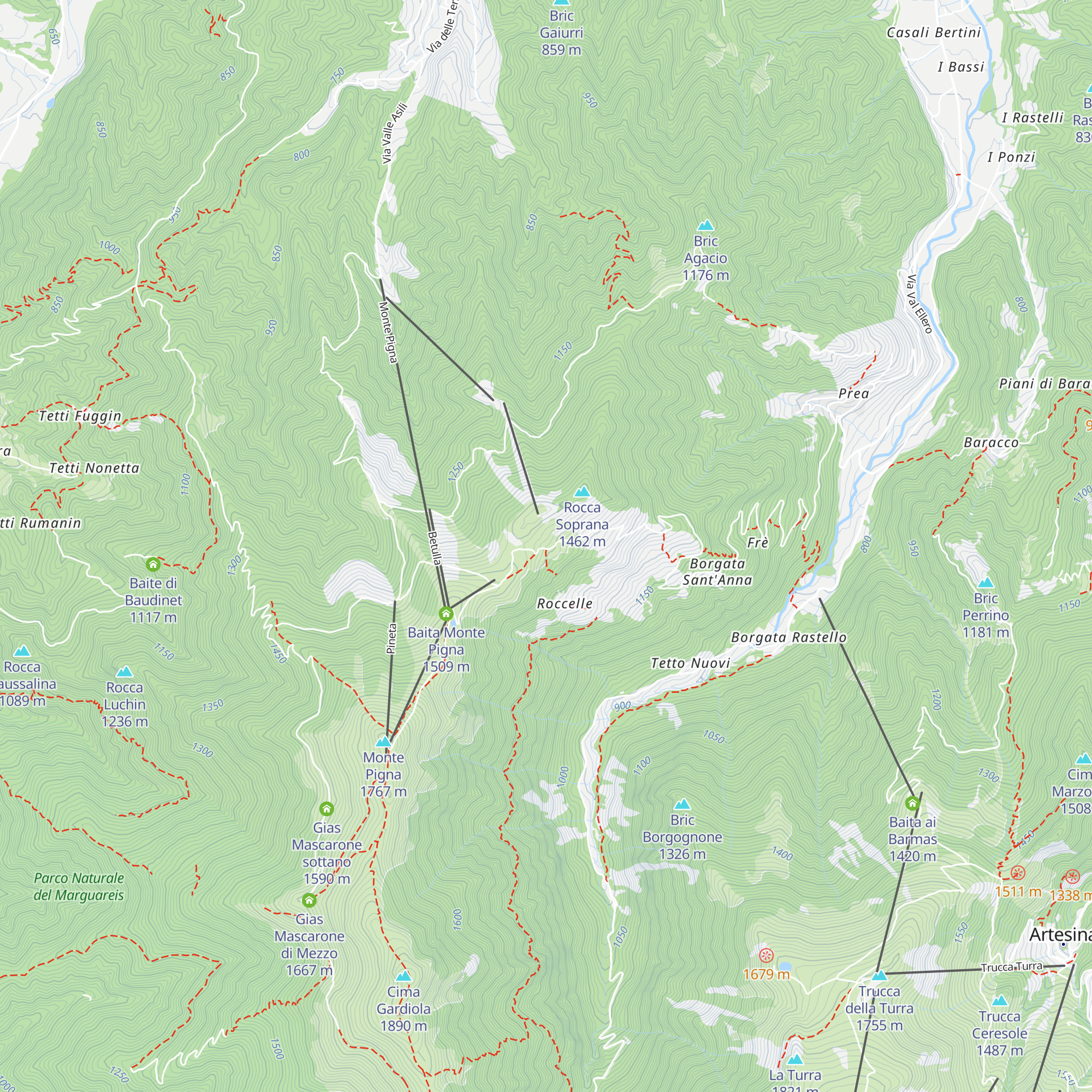 Rifugio Margherita map