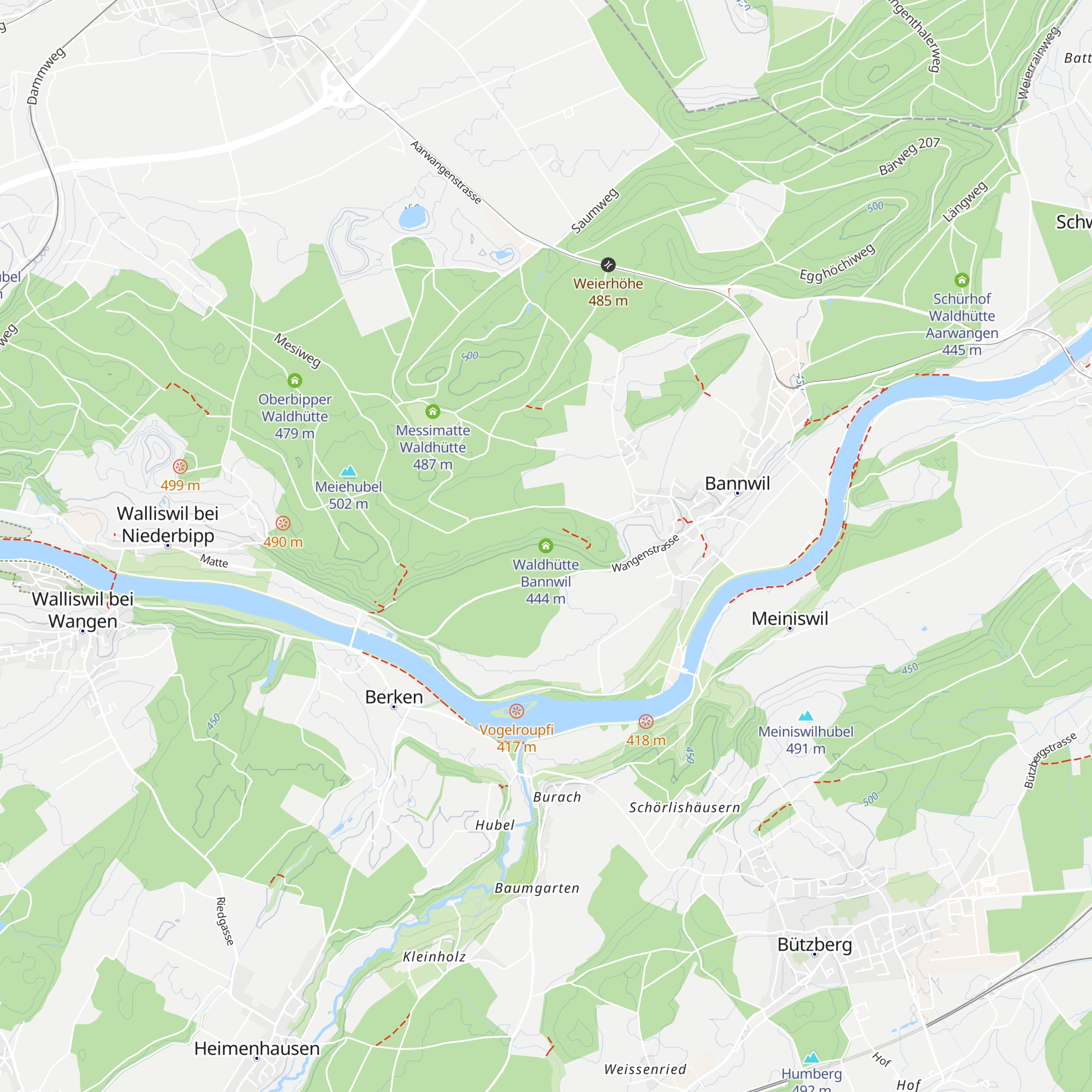 Waldhütte Bannwil map