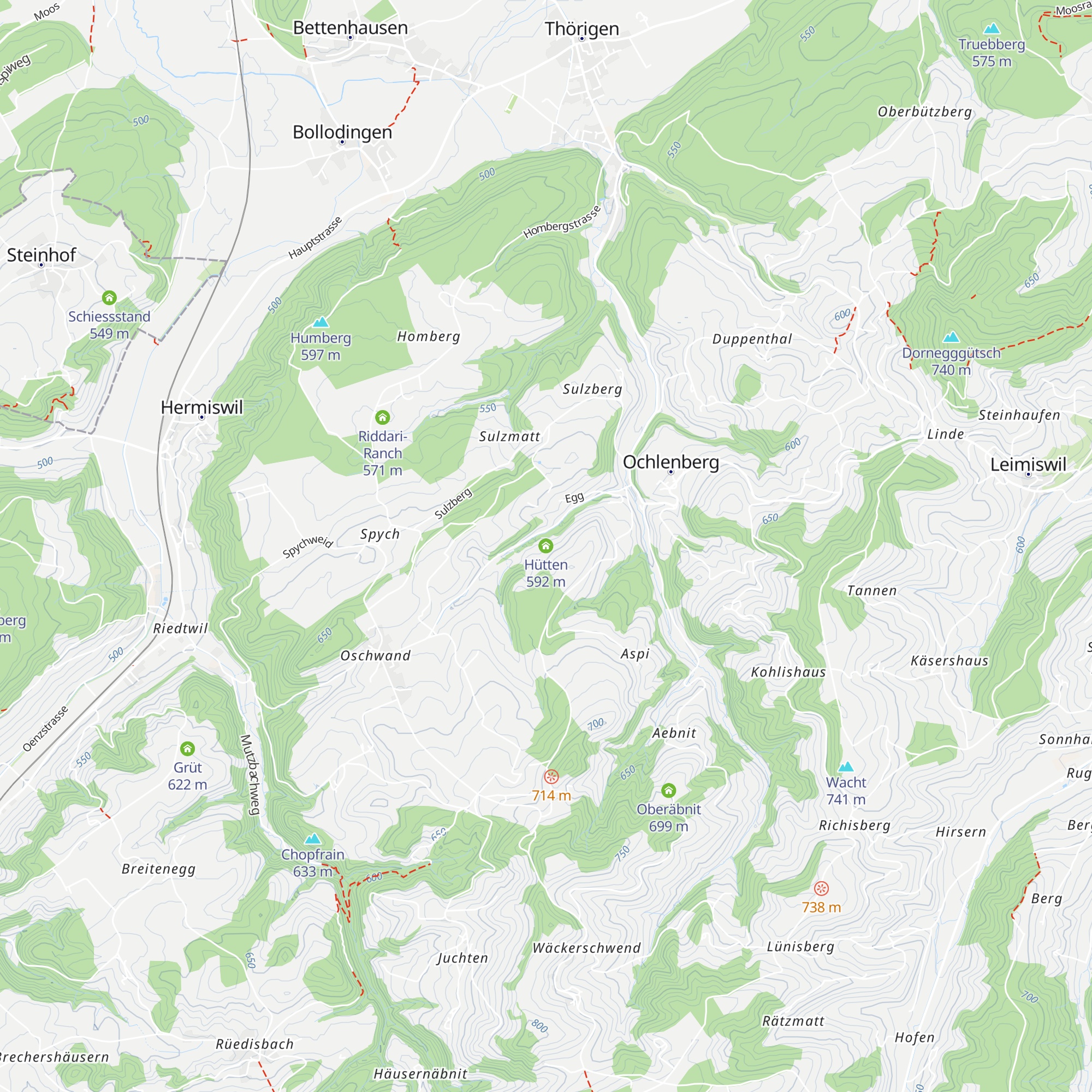 Hütten map