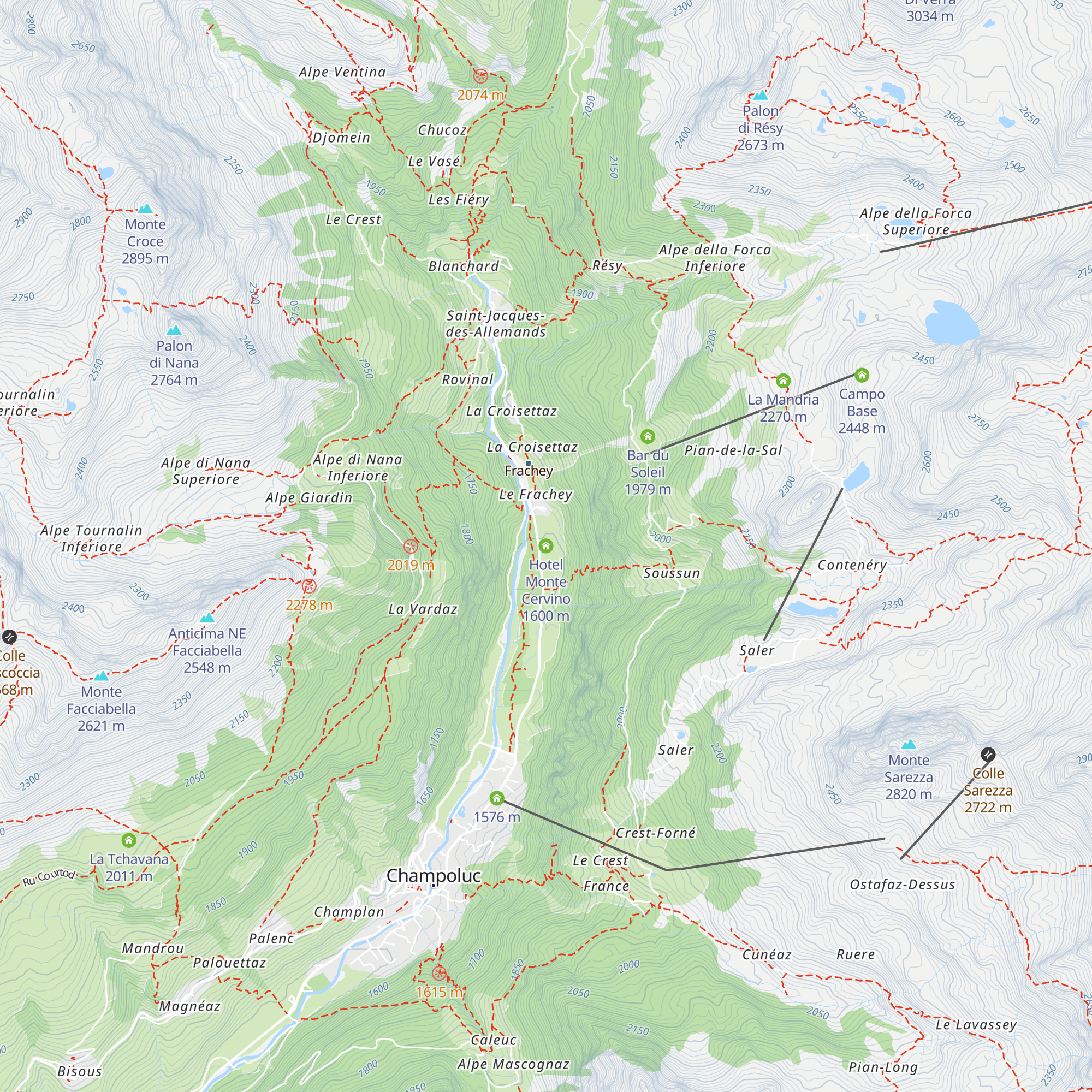 Hotel Monte Cervino map