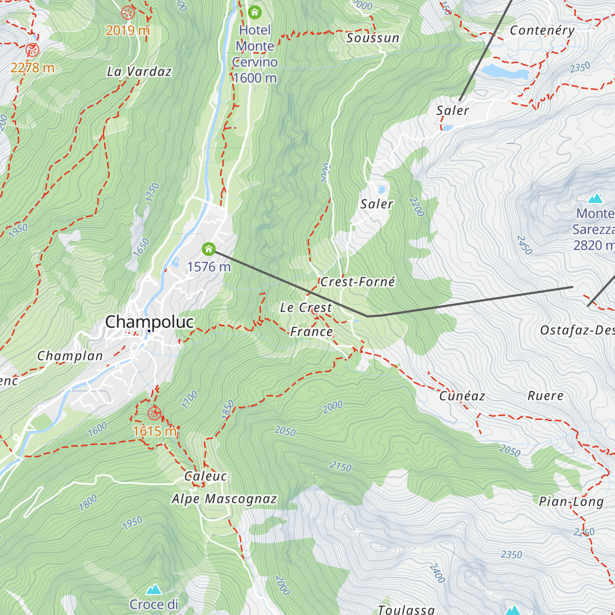 Rifugio Vieux Crest map