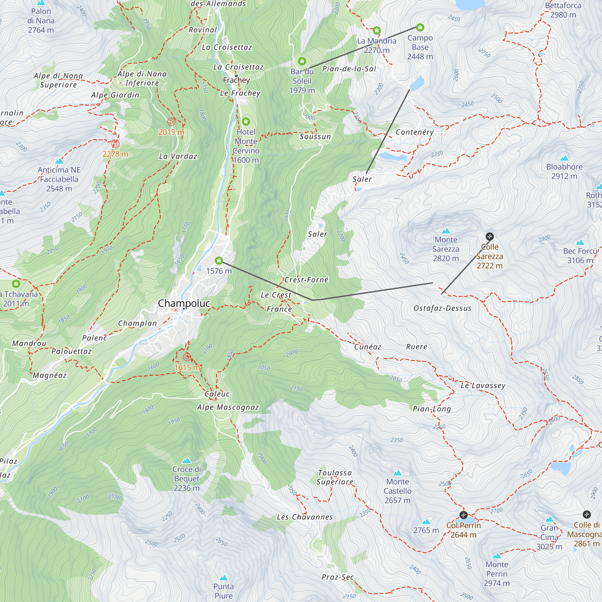 Bar Tavola Calda Del Crest map