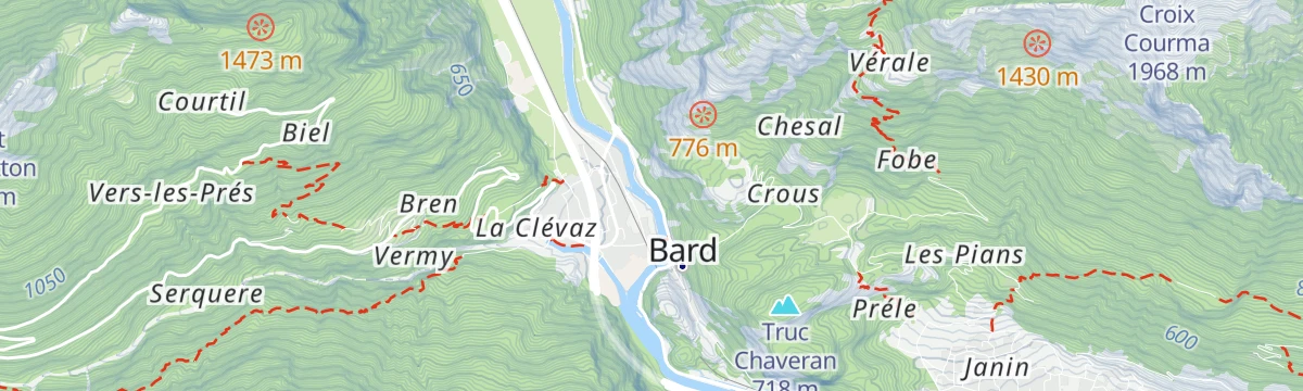 Map of the start of Albard di Bard