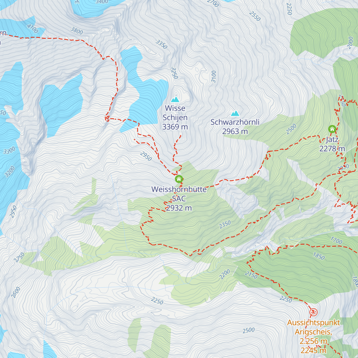 Weisshornhütte SAC map