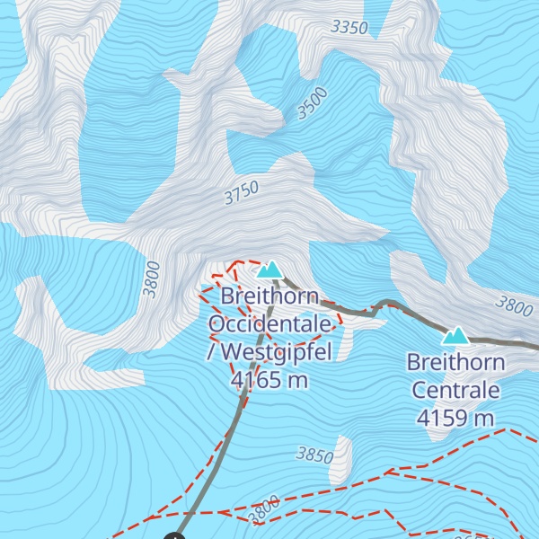 Map of Breithorn Occidentale / Westgipfel