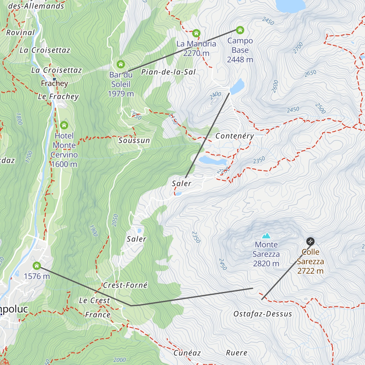 Rifugio Belvedere map