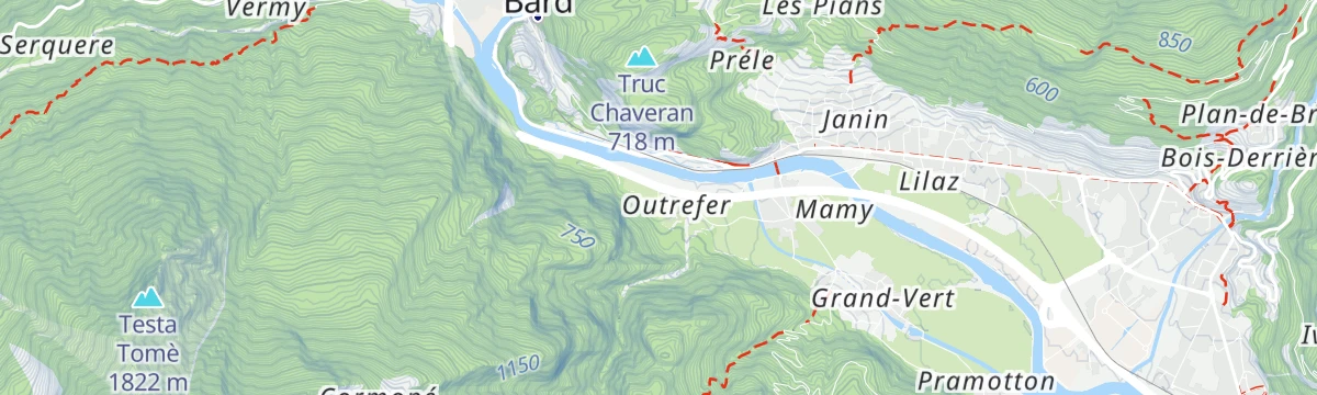 Map of the start of Pian Bosonin e Alpe Cormoney