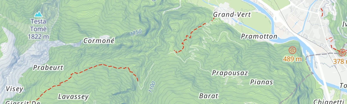 Map of the start of Traversata Moia Bonze