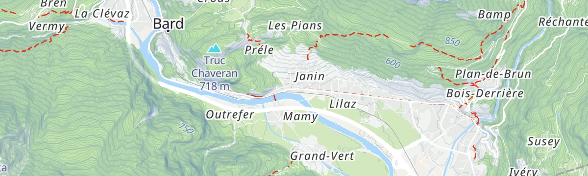 Map of the start of Donnas