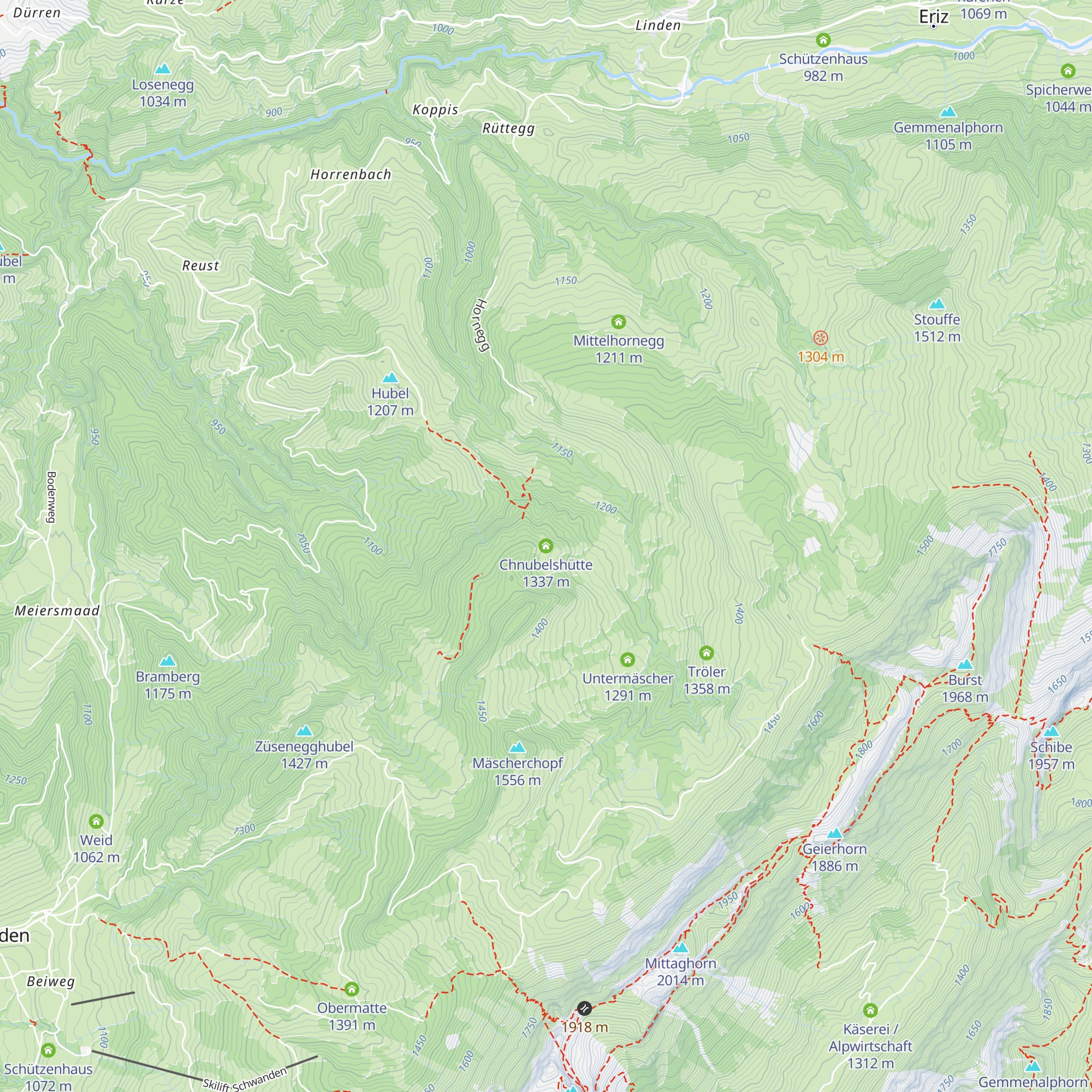 Chnubelshütte map