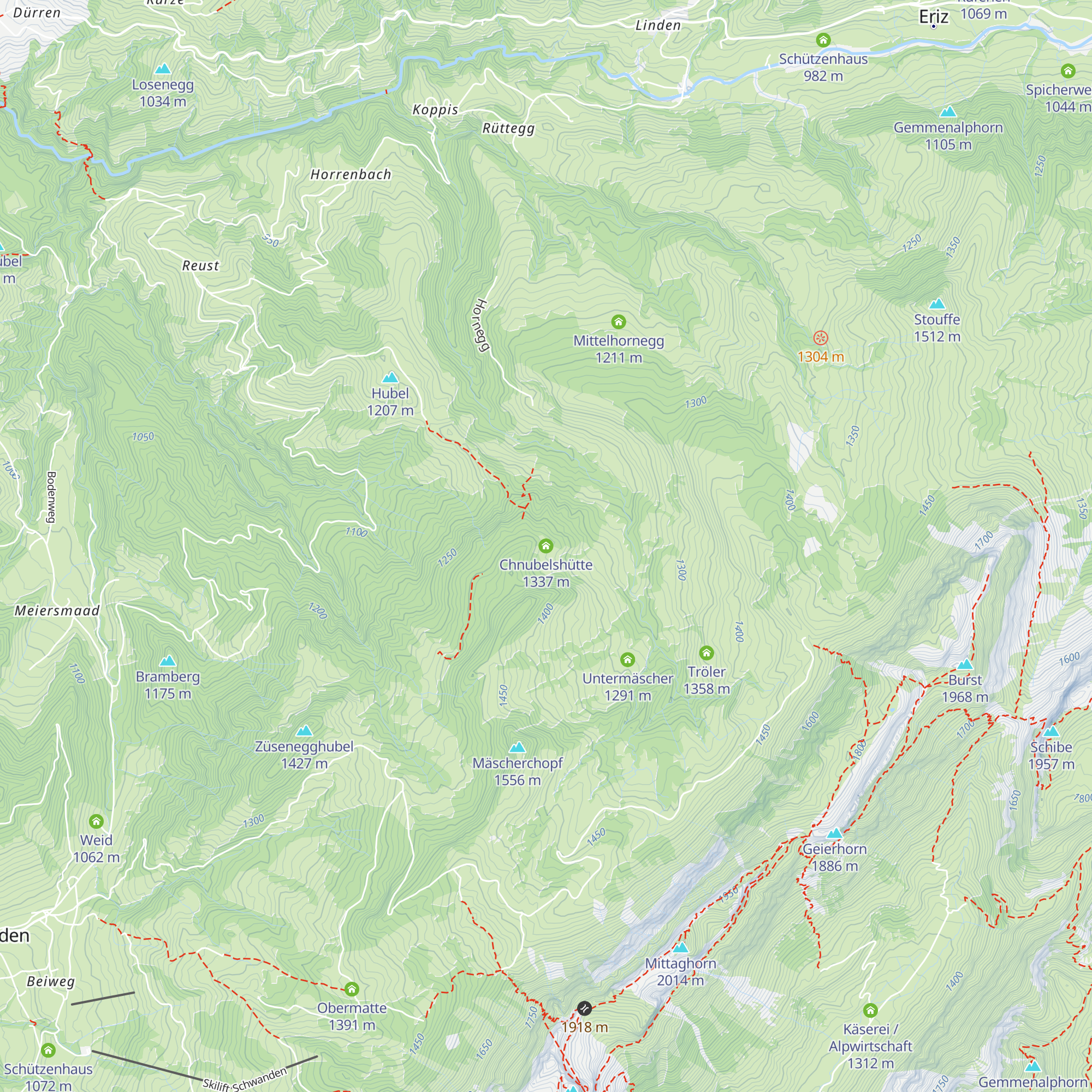 Chnubelshütte map