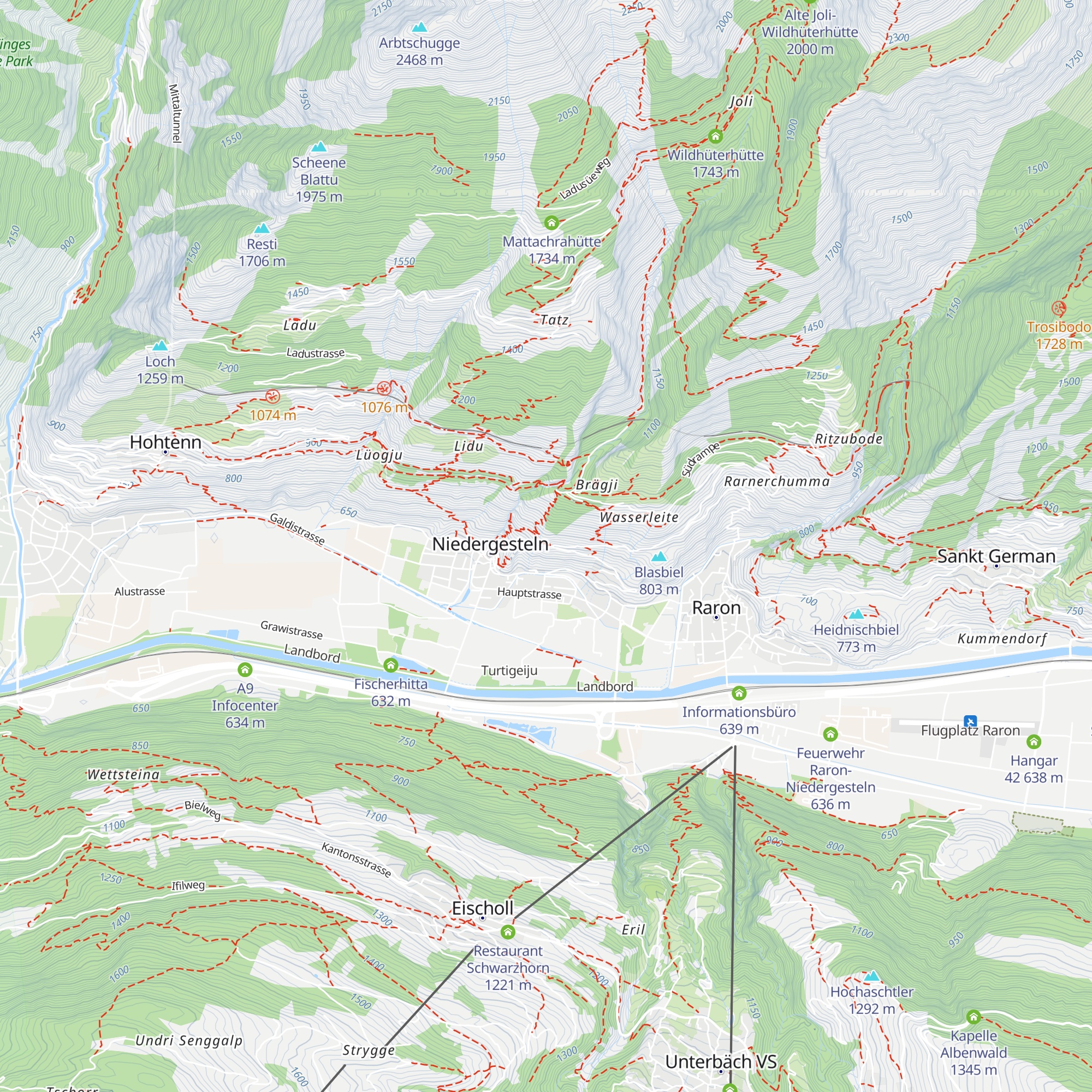 Reservoir Niedergesteln map