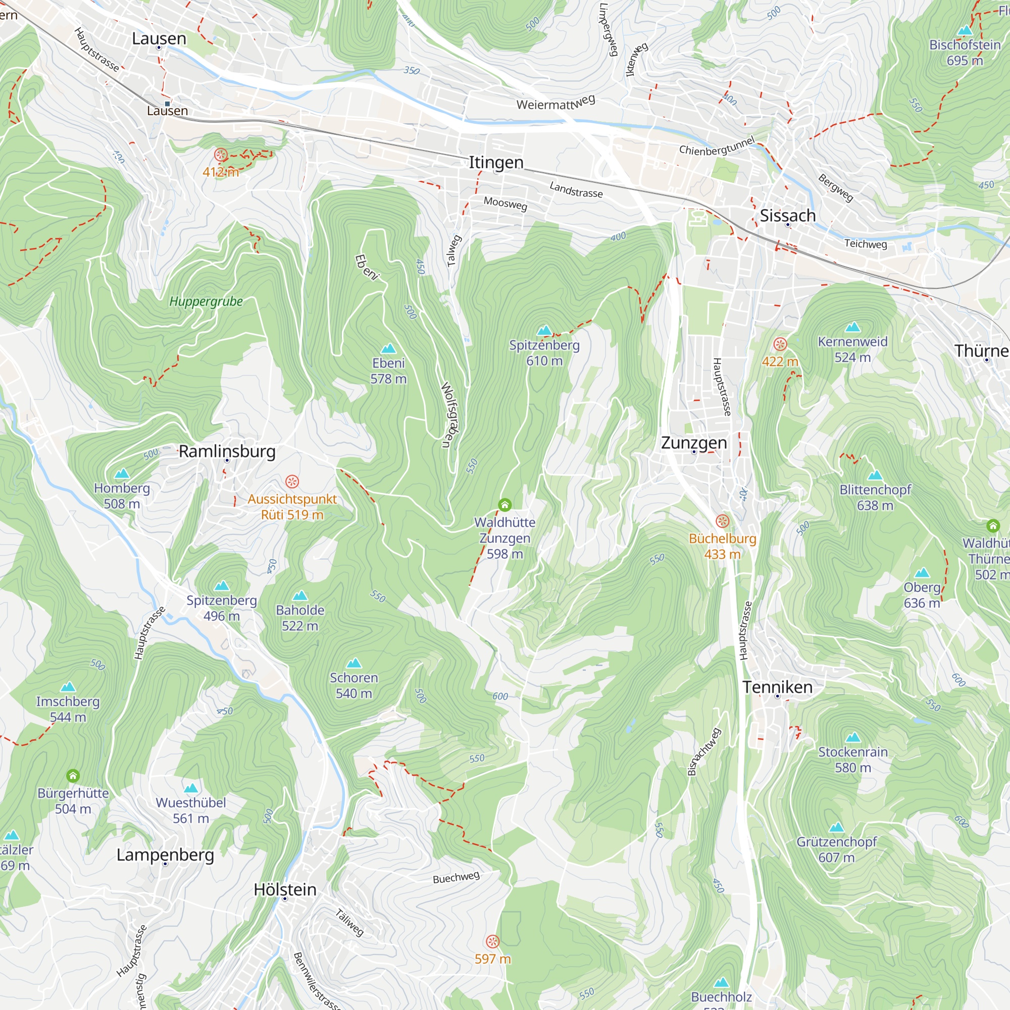 Waldhütte Zunzgen map