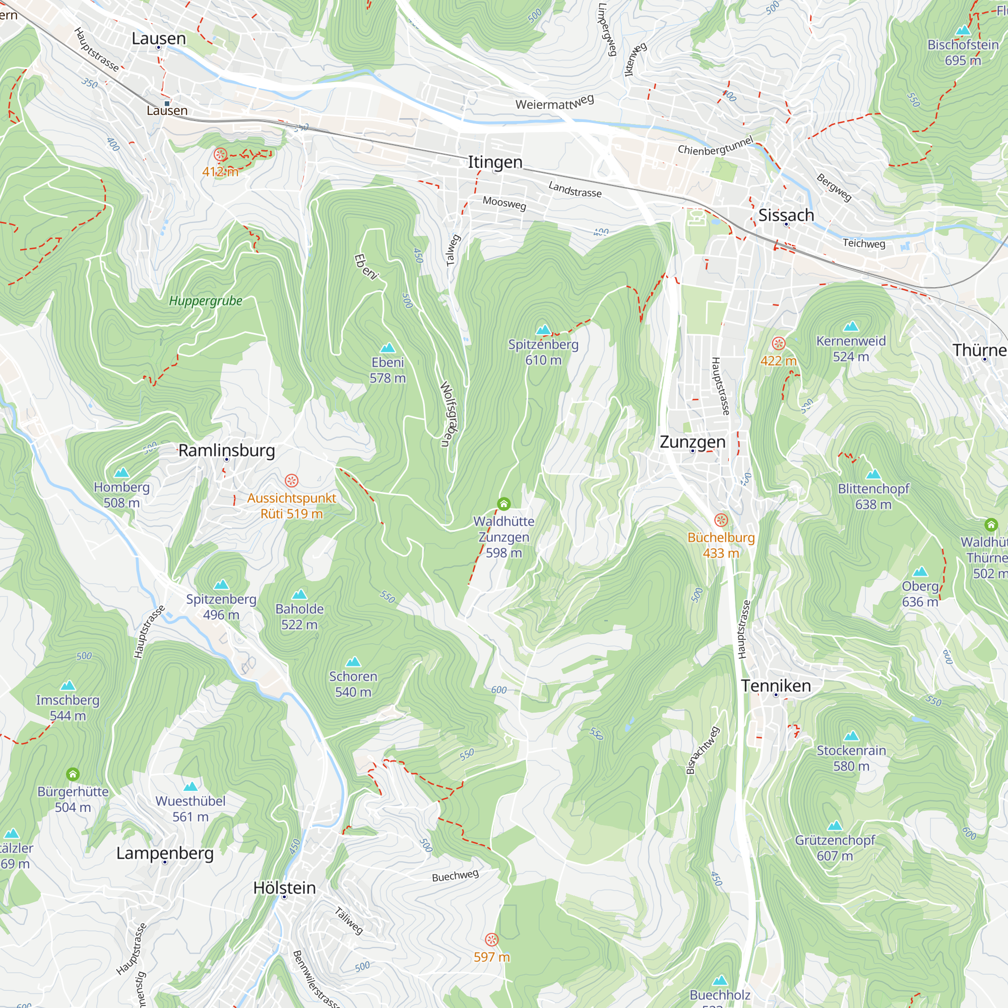 Waldhütte Zunzgen map