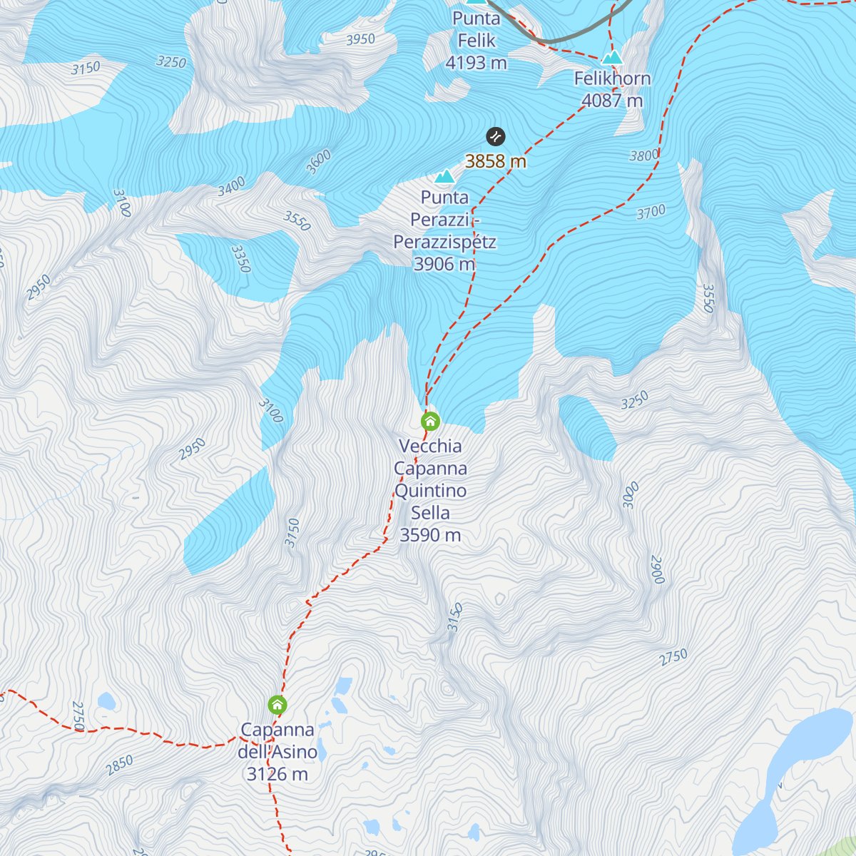 Rifugio Quintino Sella al Felik map