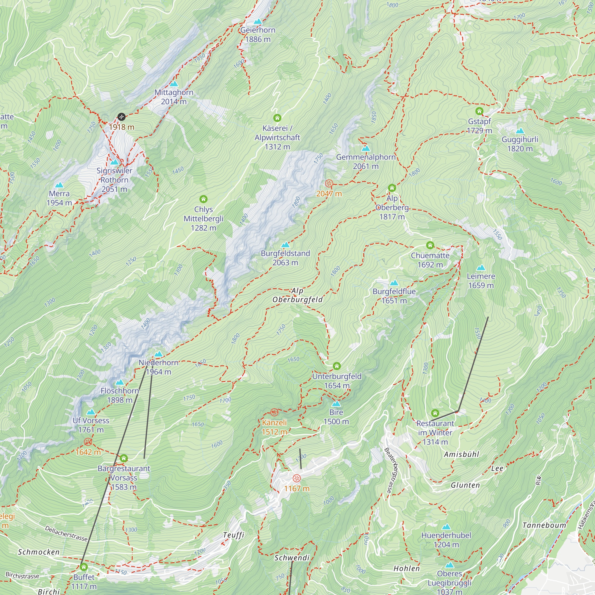 Oberburgfeld Alprestaurant map