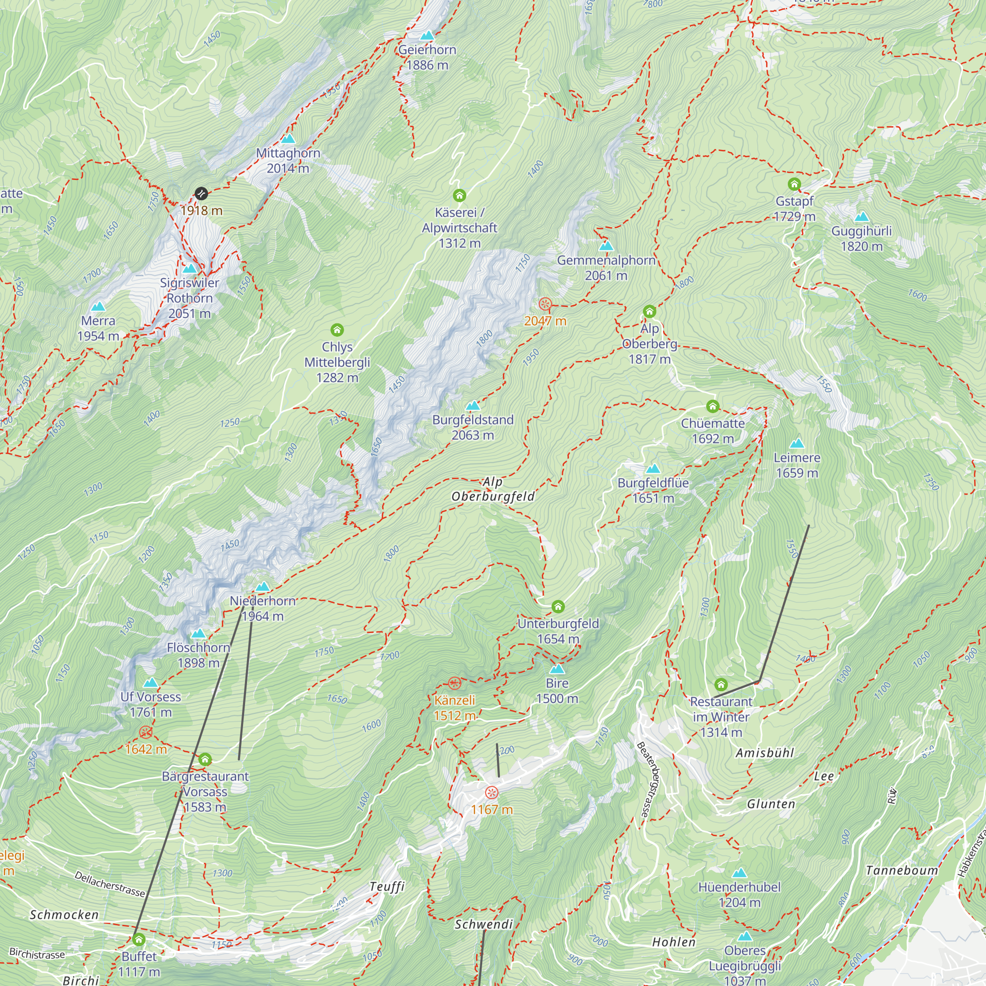 Oberburgfeld Alprestaurant map